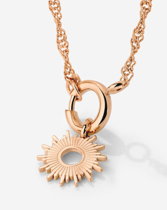 Sun Ray Singapore Chain Necklace Set Rose Gold