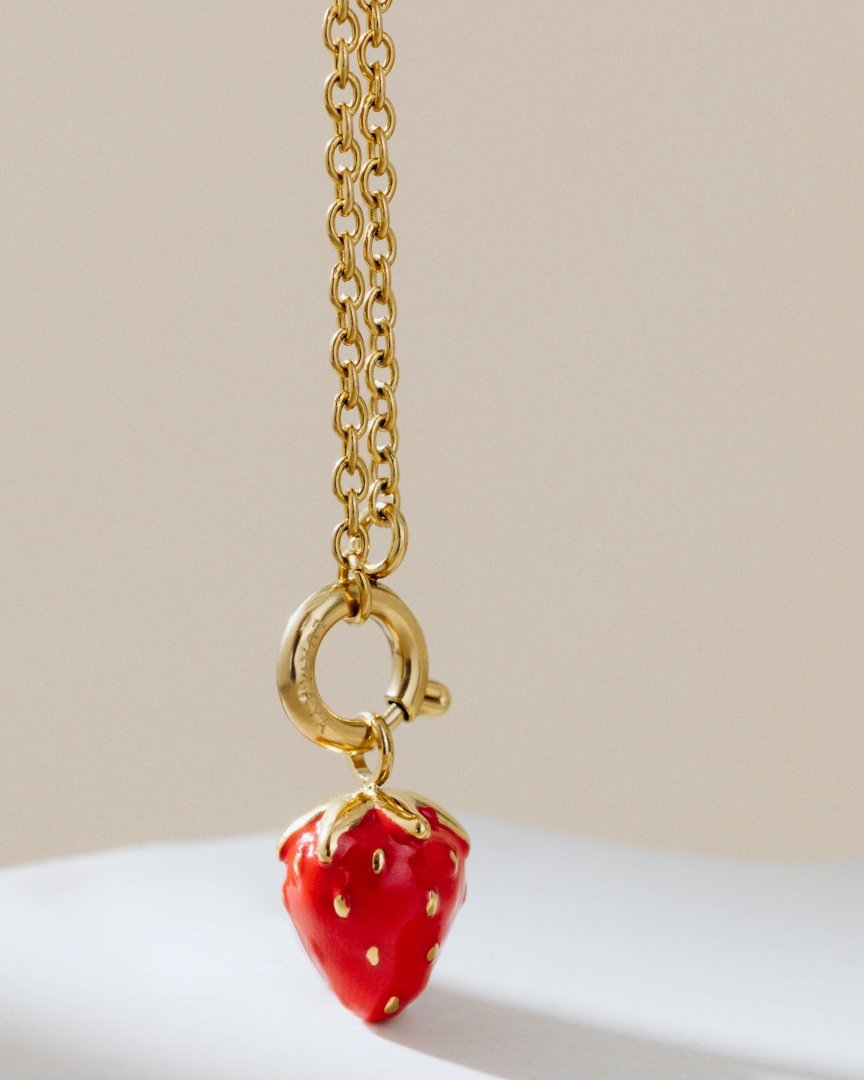 Strawberry Classic Chain Necklace Set Rose Gold