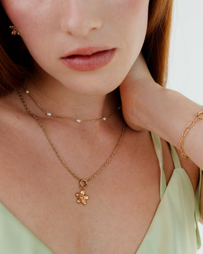 Blossom Rope Chain Necklace Set Rose Gold
