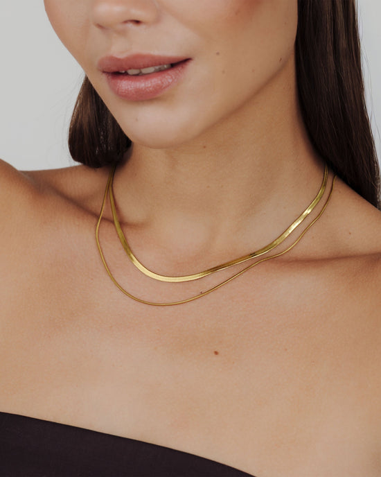 Snake Chain Double Necklace gold