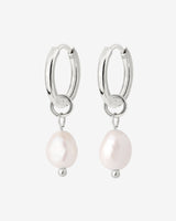 Chunky Pearl Hoop Set Small Silver