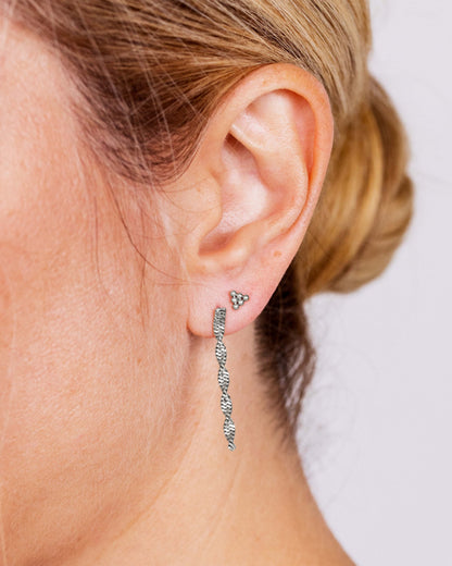 Triangle Beads Piercing Stud Silver