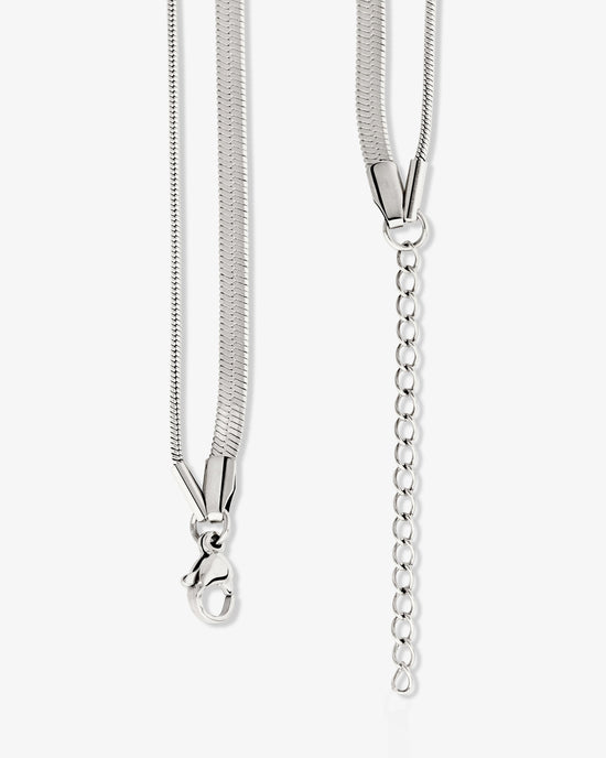 Snake Chain Double Necklace Silver