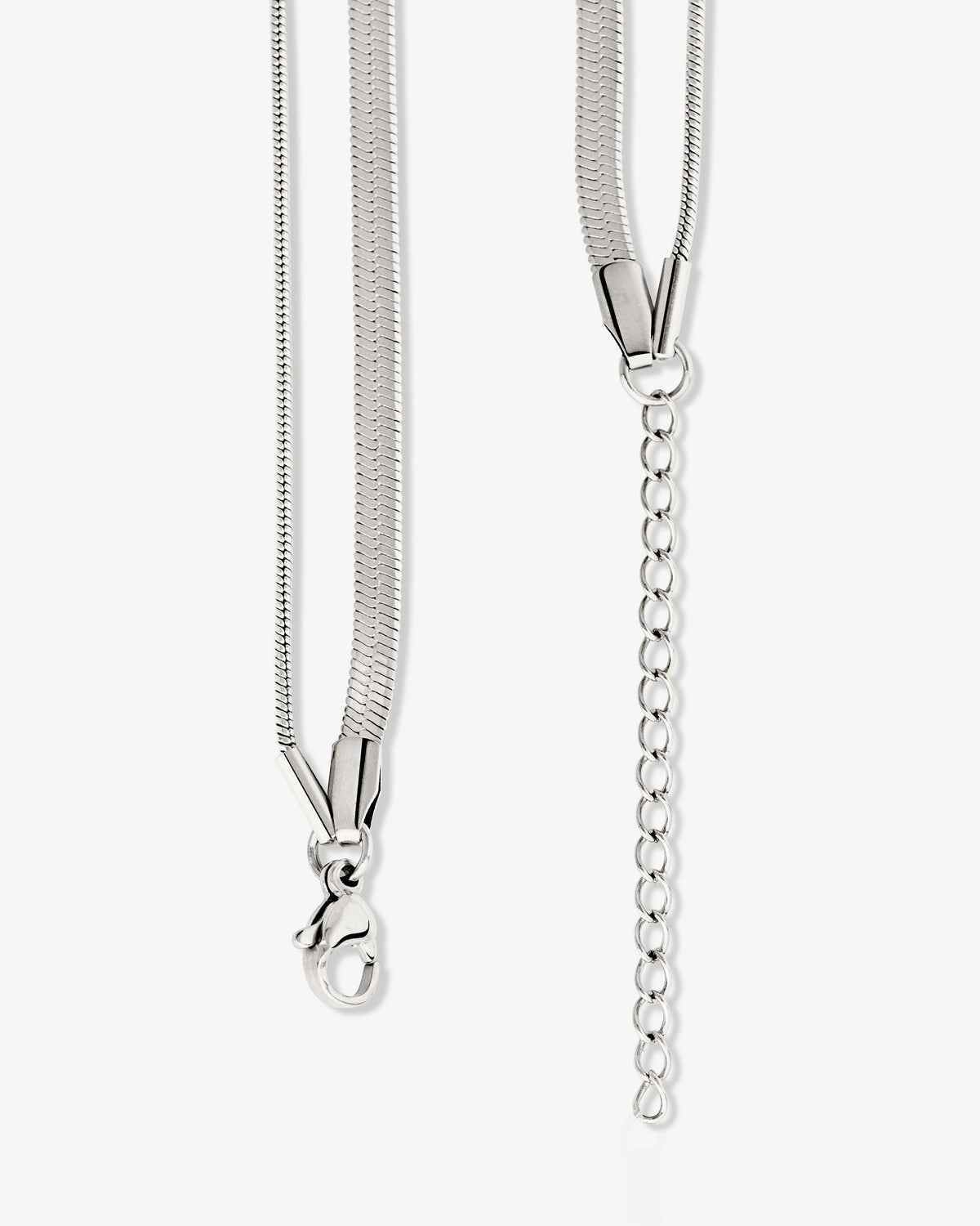 Snake Chain Double Necklace Silver