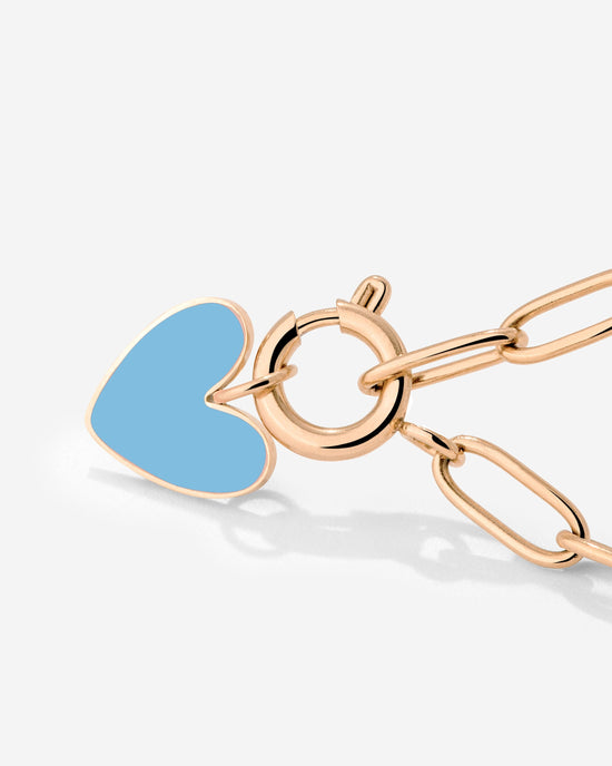 Blue Heart Oval Links Necklace Set Rose Gold