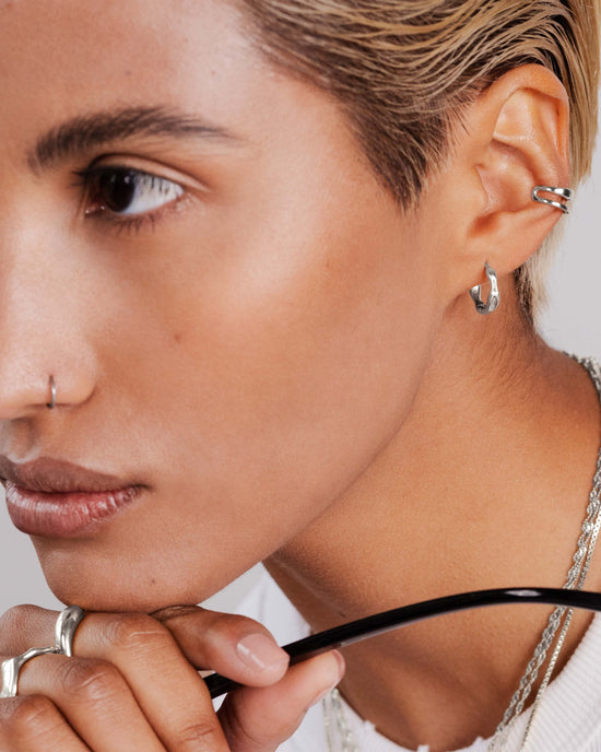 Liquid Shape Hoopies Silver