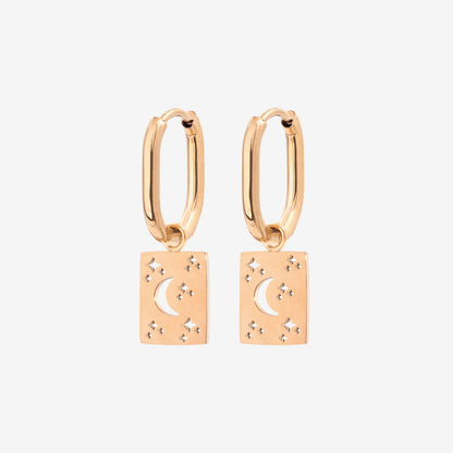 Midnight Lover Oval Hoops Baby Rose Gold
