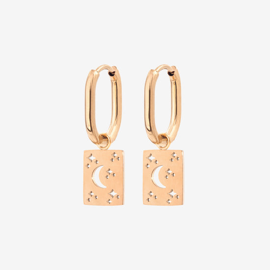 Midnight Lover Oval Hoops Baby Rose Gold