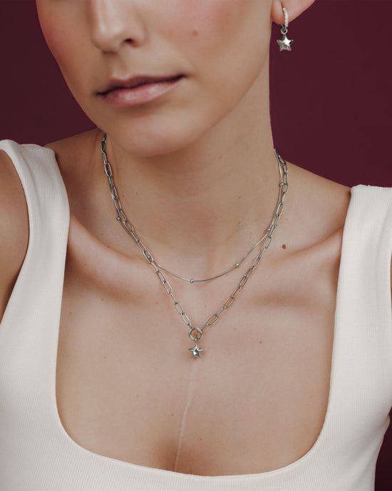 Nova Oval Links Necklace Set Silver