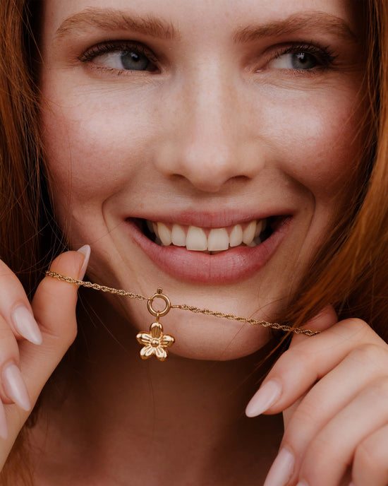 Blossom Rope Chain Necklace Set Rose Gold