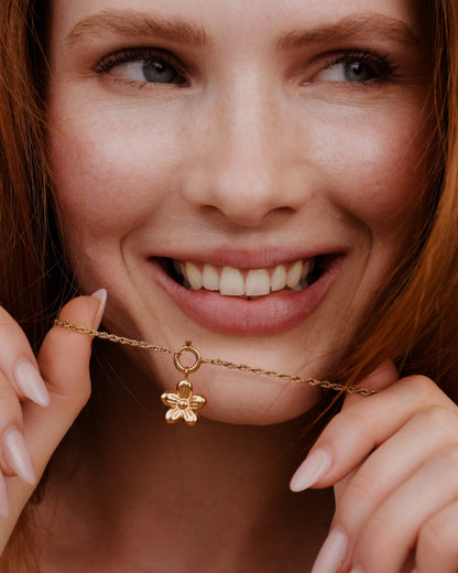 Blossom Rope Chain Necklace Set Rose Gold