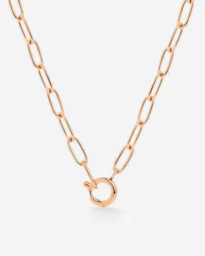 Oval Links Charm Necklace Rose Gold