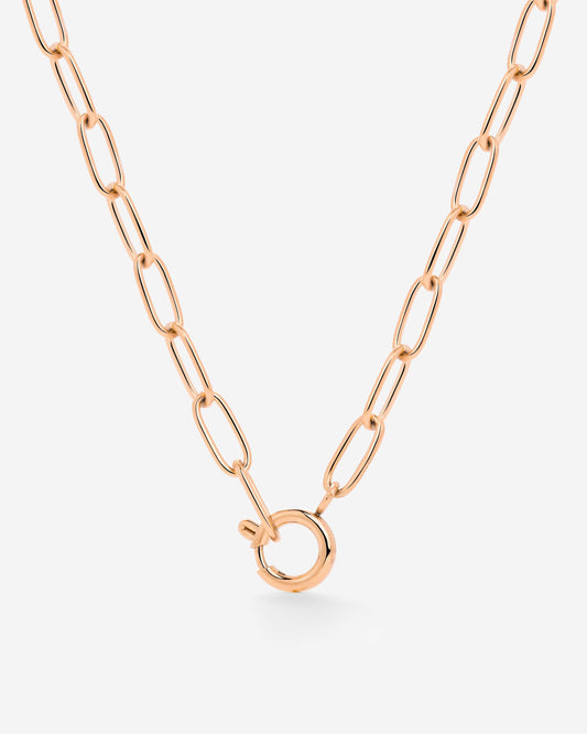 Oval Links Charm Necklace Rose Gold