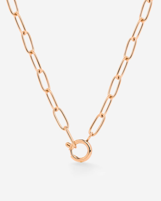 Oval Links Charm Necklace Rose Gold