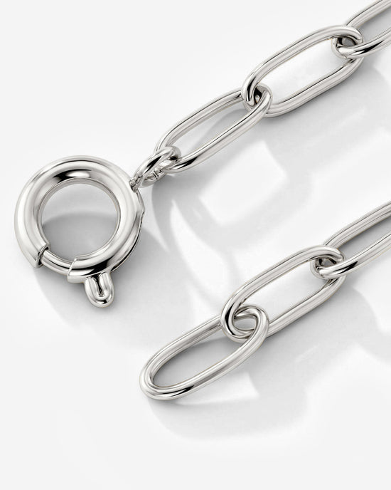 Oval Links Charm Bracelet Silver