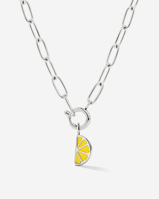Zesty Oval Links Necklace Set Silver