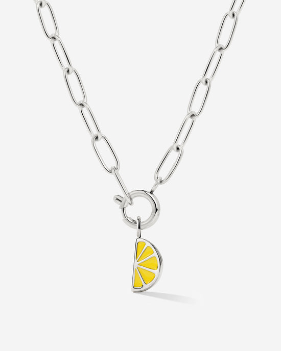 Zesty Oval Links Necklace Set Silver