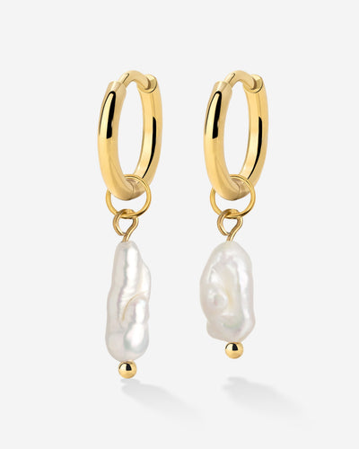 Lisas Power Pearl Hoop Set gold