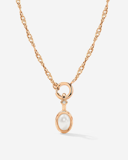 Glazed Singapore Chain Necklace Set Rose Gold