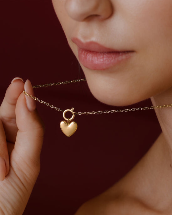 Lovely Heart Classic Chain Necklace Set Gold