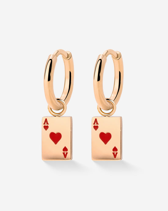 Red Ace Hoop Set Small Rose Gold