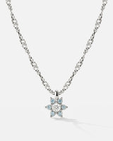 Sparkling Blue Petal Necklace Silver