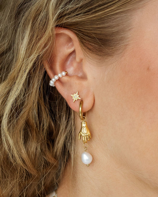 Shiny Anna Stud Earrings Gold