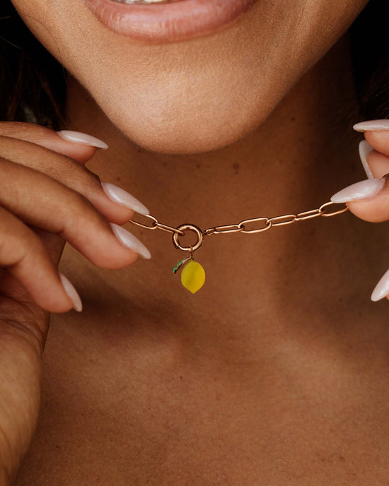 Lemony Oval Links Necklace Set Rose Gold