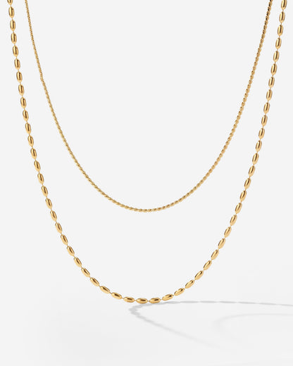 Droplet Double Necklace Gold