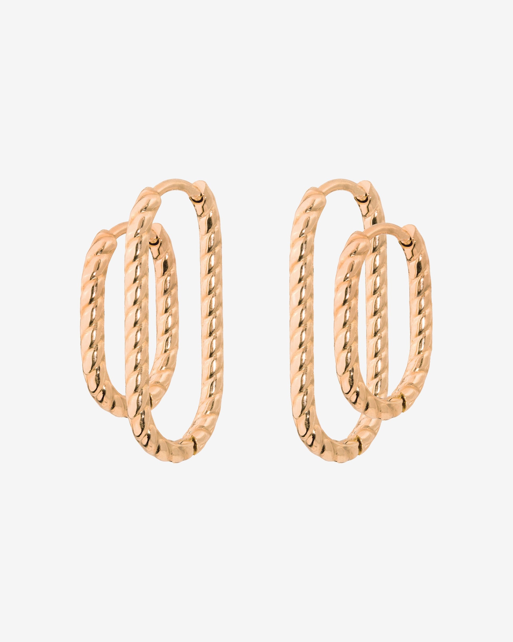 Oval Twisted Hoop Set Rose Gold