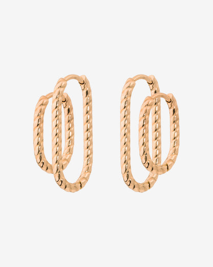 Oval Twisted Hoop Set Rose Gold