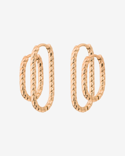 Oval Twisted Hoop Set Rose Gold