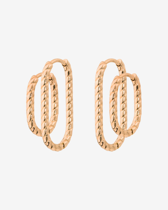 Oval Twisted Hoop Set Rose Gold