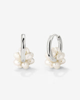 Pearl Cluster Hoops Silver