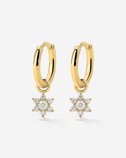 White Petal Hoop Set Small gold