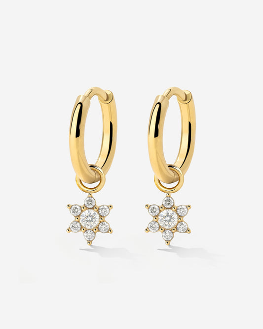 White Petal Hoop Set Small Gold