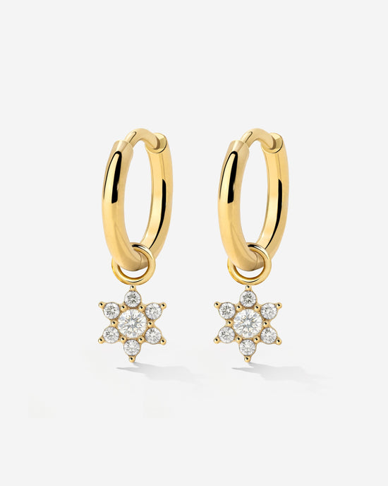 White Petal Hoop Set Small Gold