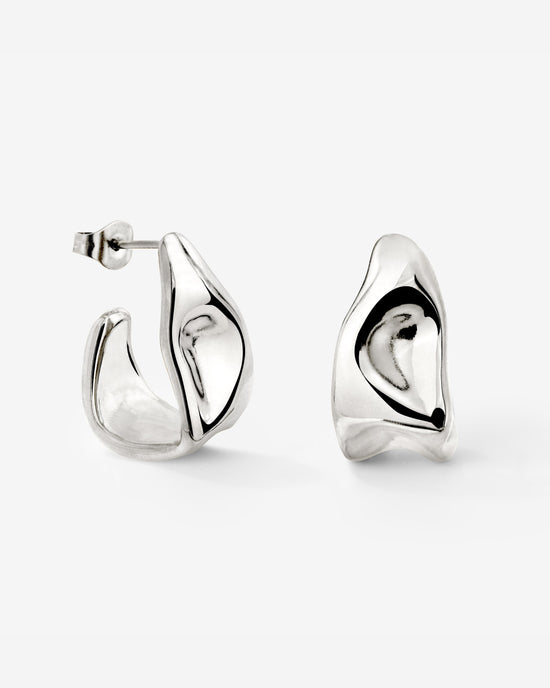 Liquid Shape Studs Light silver