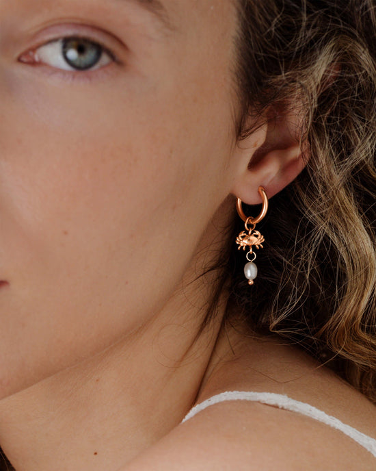 Crab Chaser Hoop Set Small Rose Gold