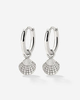 Cute Shell Hoop Set Silver