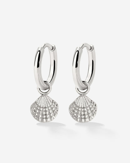 Cute Shell Hoop Set Silver