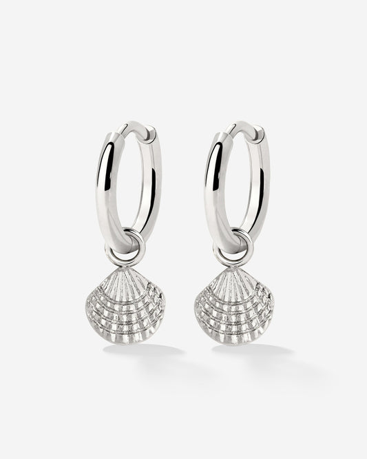 Cute Shell Hoop Set Silver
