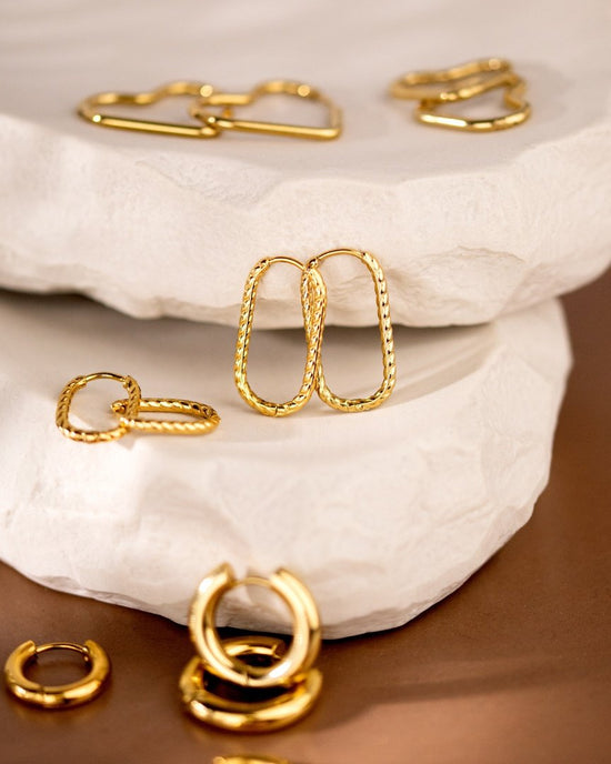 Oval Twisted Hoop Set Silver