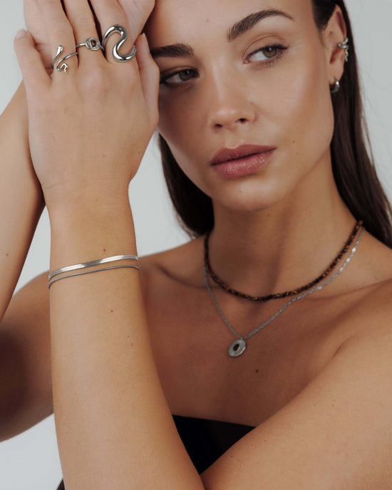 Snake Chain Double Bracelet Silver