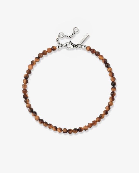 Tiger's Eye Bead Bracelet Silver