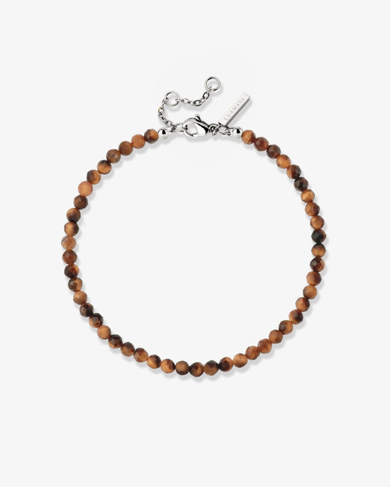 Tiger's Eye Bead Bracelet Silver
