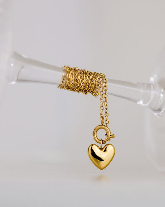 Lovely Heart Classic Chain Necklace Set Rose Gold