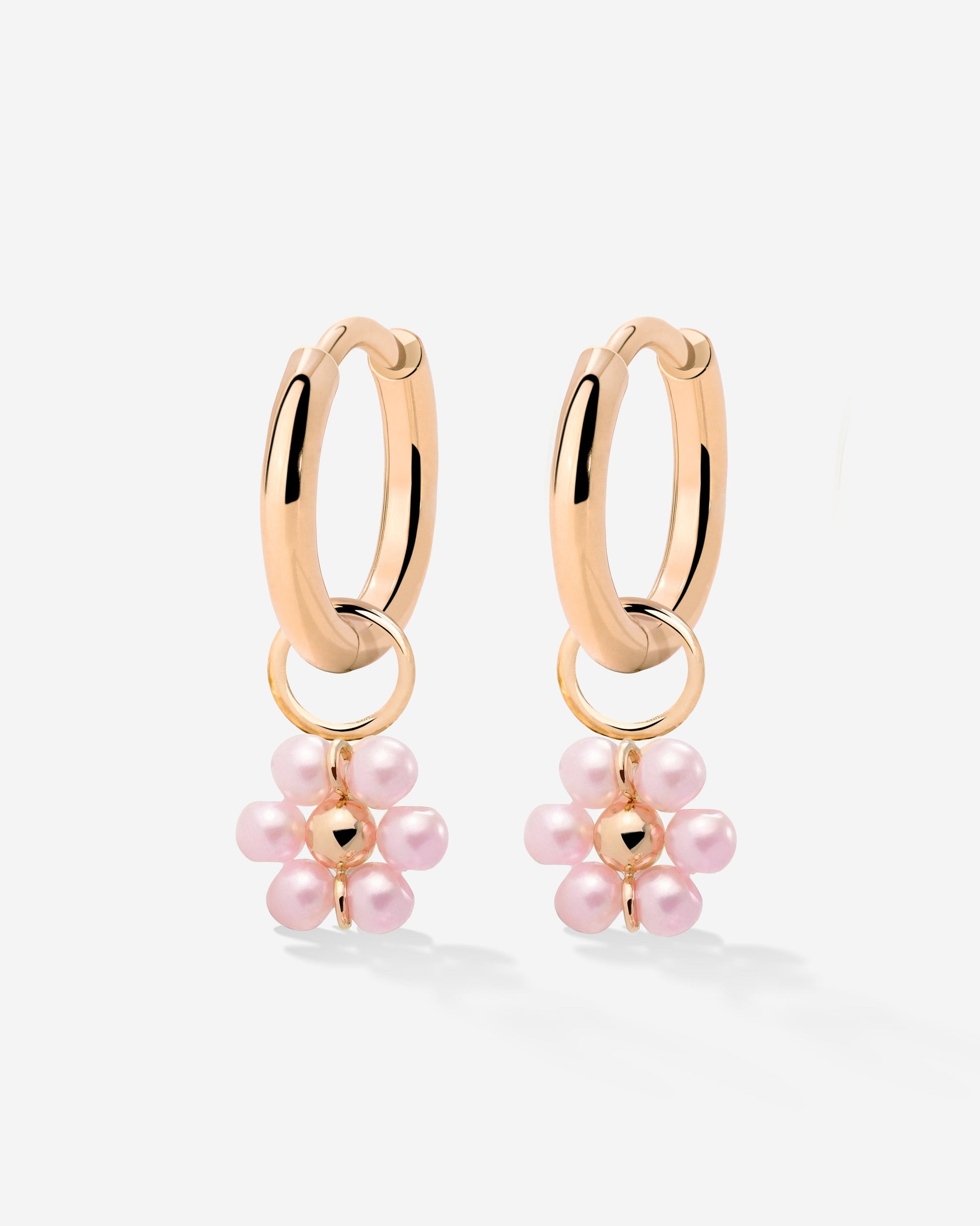 Pretty Pink Daisy Hoop Set Small Rose Gold