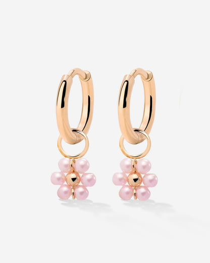 Pretty Pink Daisy Hoop Set Small Rose Gold