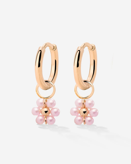 Pretty Pink Daisy Hoop Set Small Rose Gold